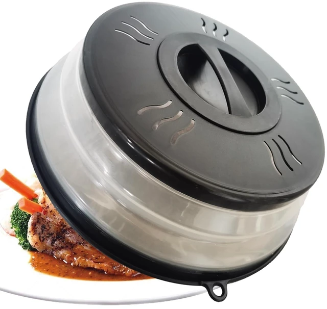 Main image of Microwave Splatter Cover Vented for Food, Microwave Plate Cover Splatter Guard & Colander, Fruit Vegetables Drainer with Hook Hole, Dishwasher-Safe,BPA-Free Silicone & Plastic (Black)