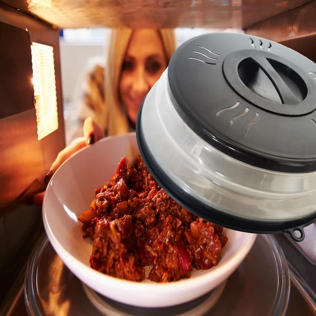 Alt view image 2 of 6 - Microwave Splatter Cover Vented for Food, Microwave Plate Cover Splatter Guard & Colander, Fruit Vegetables Drainer with Hook Hole, Dishwasher-Safe,BPA-Free Silicone & Plastic (Black)