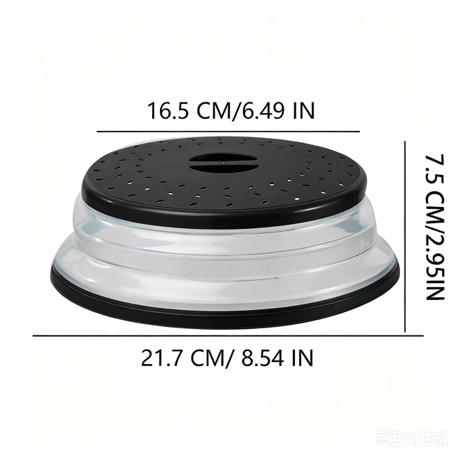 Alt view image 5 of 5 - Small Collapsible Microwave Splatter Cover(black, 8 IN)