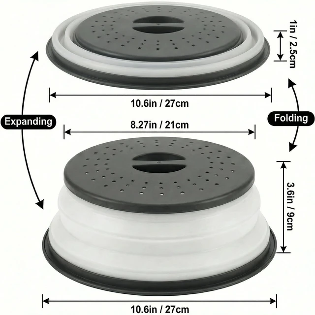Alt view image 2 of 6 - Collapsible Microwave Splatter Cover, Black, 10.5 inch