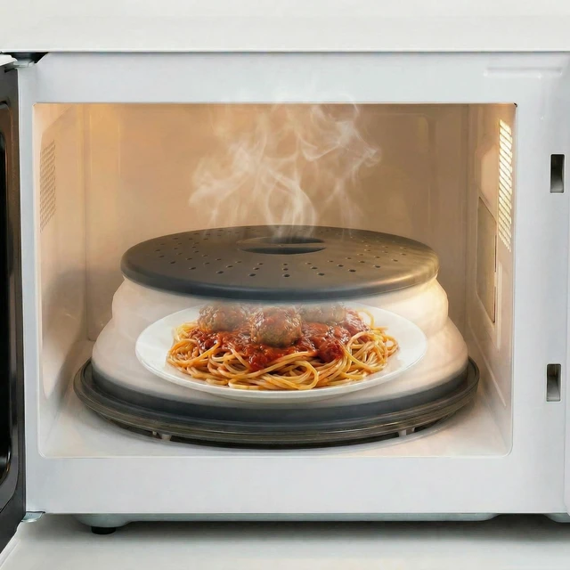 Alt view image 5 of 6 - Collapsible Microwave Splatter Cover, Black, 10.5 inch