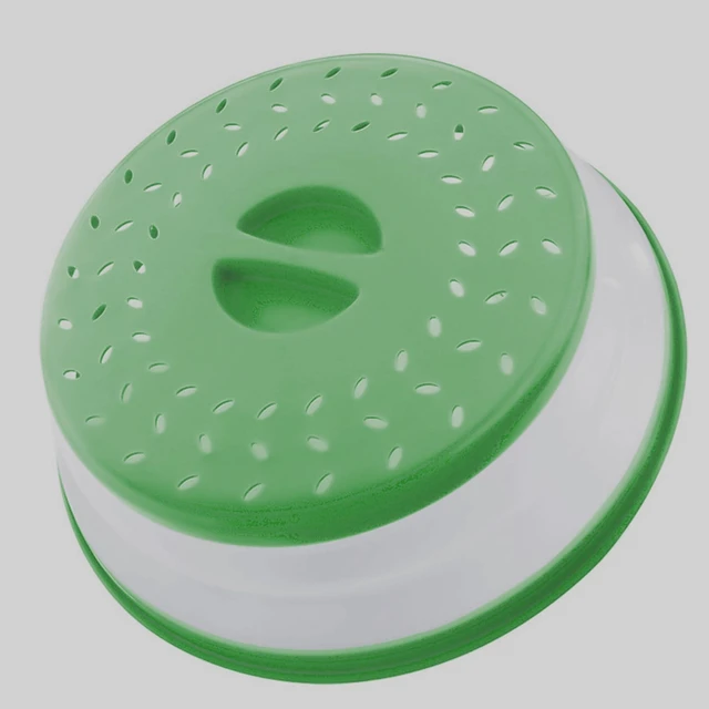 Main image of Collapsible Microwave Splatter Cover, 10.5 Inch, Dishwasher-safe, Microwave Plate Cover With Steam Vent,BPA-Free Silicone & Plastic (Blackish green)