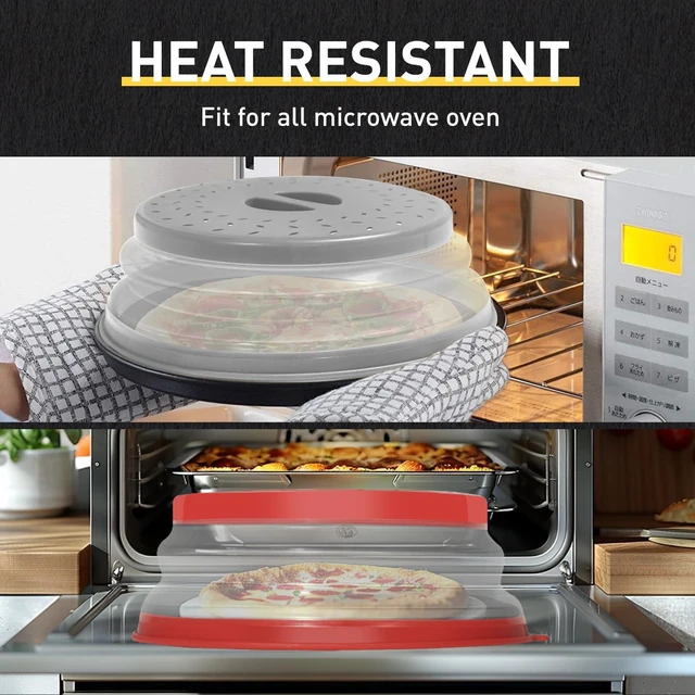 Alt view image 3 of 6 - 2 Pack Collapsible Microwave Splatter Cover, Red & Grey