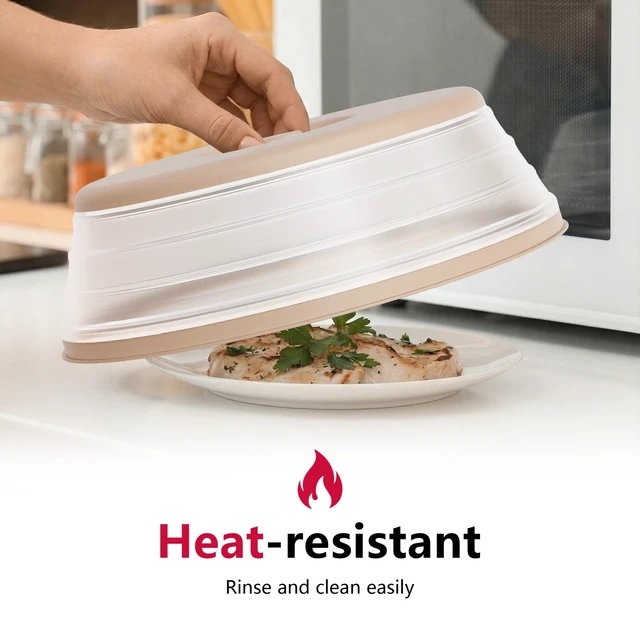 Alt view image 5 of 6 - WVM Microwave Splatter Cover Vented for Food with Hook Hole, Splatter Guard & Colander Kitchen Gadget for Food, Meal Prep, Beige, M(11"x3.26")-Pack of 1