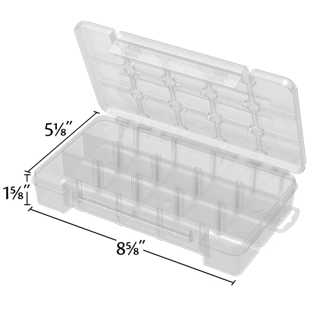 Alt view image 6 of 6 - Akro-Mils 05705 Plastic Portable Parts Storage Case for Hardware and Crafts with Hinged Lid and 4 Adjustable Dividers, (8-3/8-Inch x 5-Inch x 1-5/8-Inch), Small, Clear