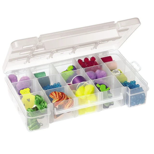 Alt view image 4 of 6 - Akro-Mils 05705 Plastic Portable Parts Storage Case for Hardware and Crafts with Hinged Lid and 4 Adjustable Dividers, (8-3/8-Inch x 5-Inch x 1-5/8-Inch), Small, Clear