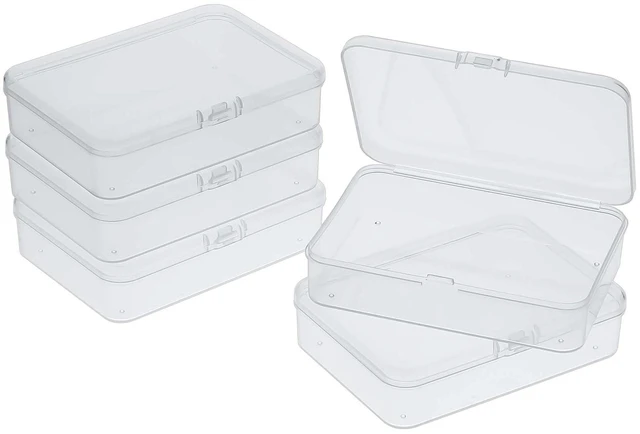 Main image of 5 Pcs Mini Plastic Storage Containers Box with Lid, Small Storage Containers Travel Case 4x3x1 Inches Clear Rectangle Box Organizer for Collecting Small Items, Beads, Jewelry, Cards, Crafts