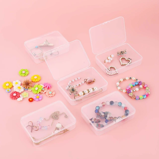 Alt view image 3 of 6 - 5 Pcs Mini Plastic Storage Containers Box with Lid, Small Storage Containers Travel Case 4x3x1 Inches Clear Rectangle Box Organizer for Collecting Small Items, Beads, Jewelry, Cards, Crafts