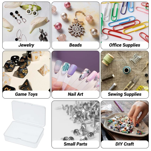 Alt view image 2 of 6 - 5 Pcs Mini Plastic Storage Containers Box with Lid, Small Storage Containers Travel Case 4x3x1 Inches Clear Rectangle Box Organizer for Collecting Small Items, Beads, Jewelry, Cards, Crafts