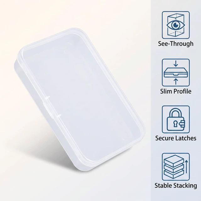 Alt view image 4 of 5 - Pack of 4 Clear Polypropylene Rectangle Mini Storage Containers Box with Hinged Lid for Card,Accessories,Crafts,Learning Supplies,Screws,Drills,Battery,4.8" x 2.9" x 0.67" Storage and Transport