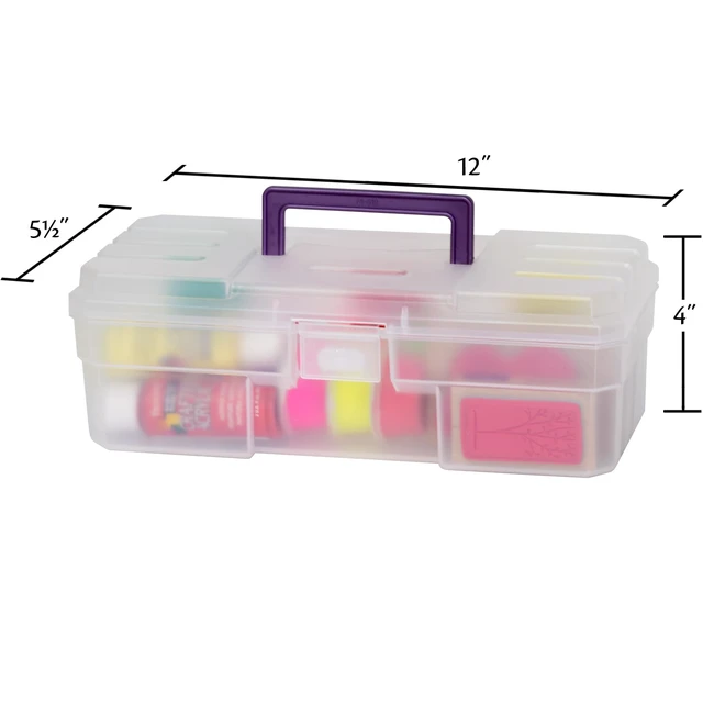 Alt view image 2 of 6 - Akro-Mils 12-Inch ProBox Plastic Art Supply, Hobby or Craft Storage Toolbox, Model 09912CLPUR, (12" x 5-1/2" x 4"), Clear