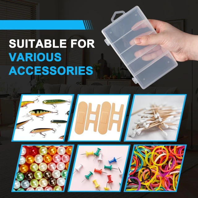 Alt view image 3 of 6 - 2 Pack 5 Grid Clear Plastic Fishing Tackle Storage Box Jewelry Making Findings Organizer Box Container Case Utility Box,7x4.3x1.2inch