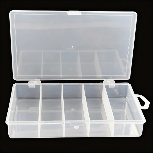 Main image of 5 Grid Clear ABS Tackle Box Organizer, Beads, Jewelry & Crafts Tray, 6.9 in