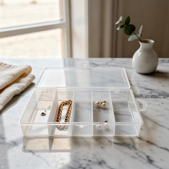 Alt view image 4 of 7 - 5 Grid Clear ABS Tackle Box Organizer, Beads, Jewelry & Crafts Tray, 6.9 in