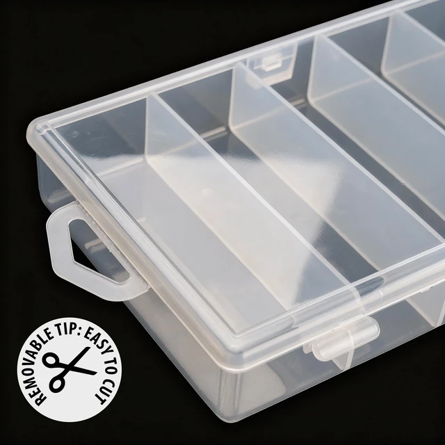 Alt view image 3 of 7 - 5 Grid Clear ABS Tackle Box Organizer, Beads, Jewelry & Crafts Tray, 6.9 in