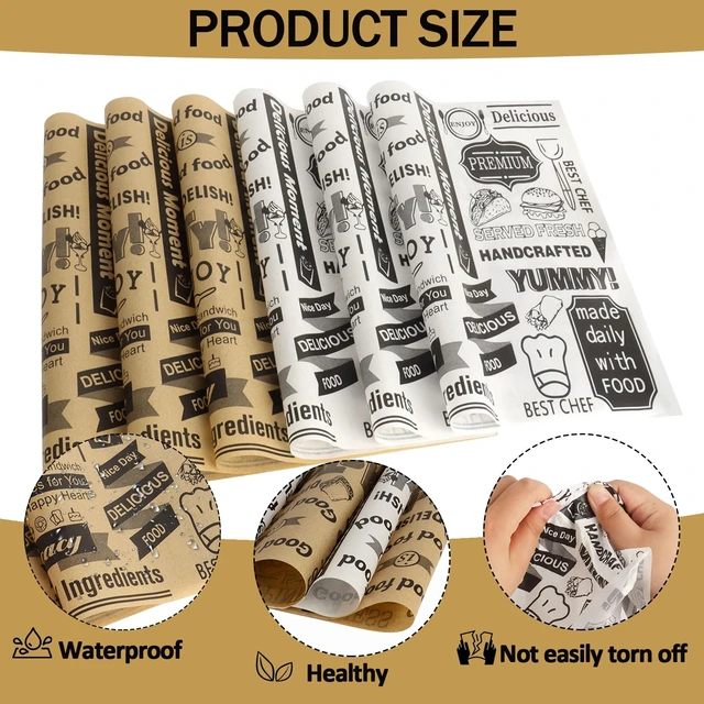 Alt view image 7 of 7 - 100 PCS Deli Paper Sheets 12 x 12 Inch Unbleached Wax Paper Sheets