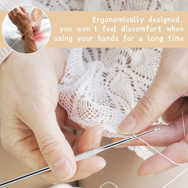 Alt view image 4 of 6 - 22 Pcs Crochet Hooks Set, Ergonomic Lace Crochet Hook Knitting Needles