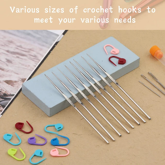 Alt view image 3 of 6 - 22 Pcs Crochet Hooks Set, Ergonomic Lace Crochet Hook Knitting Needles