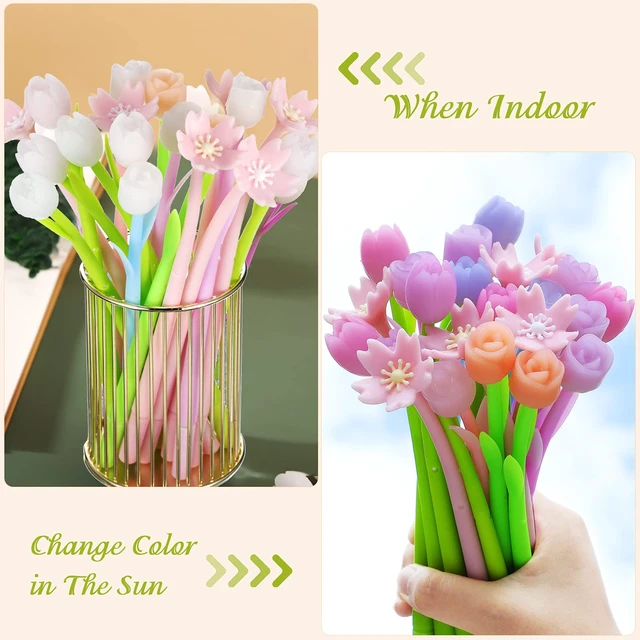 Alt view image 3 of 6 - Tenare 18 Pcs Flower Pen, Color Changing Colorful Gel Ink Ballpoint Gift