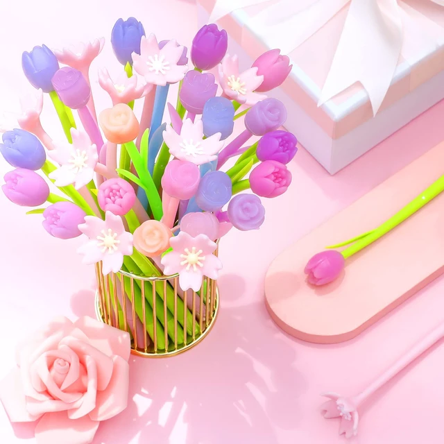 Alt view image 6 of 6 - Tenare 18 Pcs Flower Pen, Color Changing Colorful Gel Ink Ballpoint Gift