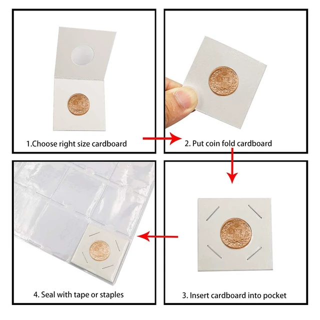 Alt view image 5 of 5 - 50 PCS Coin Flips 2x2 inch Cardboard Holders for Large Dollar