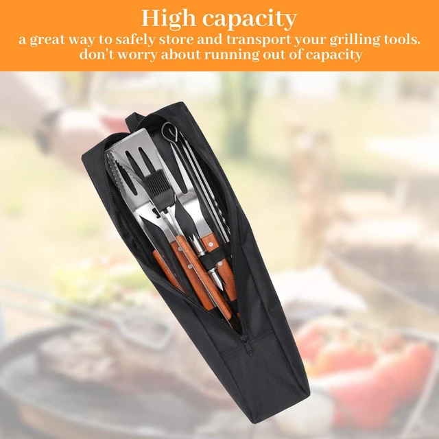 Alt view image 3 of 7 - Grill Utensil Storage Bag,22.44x3.9x3.94in Portable Long Tool Bags Foldable Grills Utensil Bag with Handle Black Multi-Purpose Grill Storage Bags for Outdoor Grilling Camping Picnic BBQ