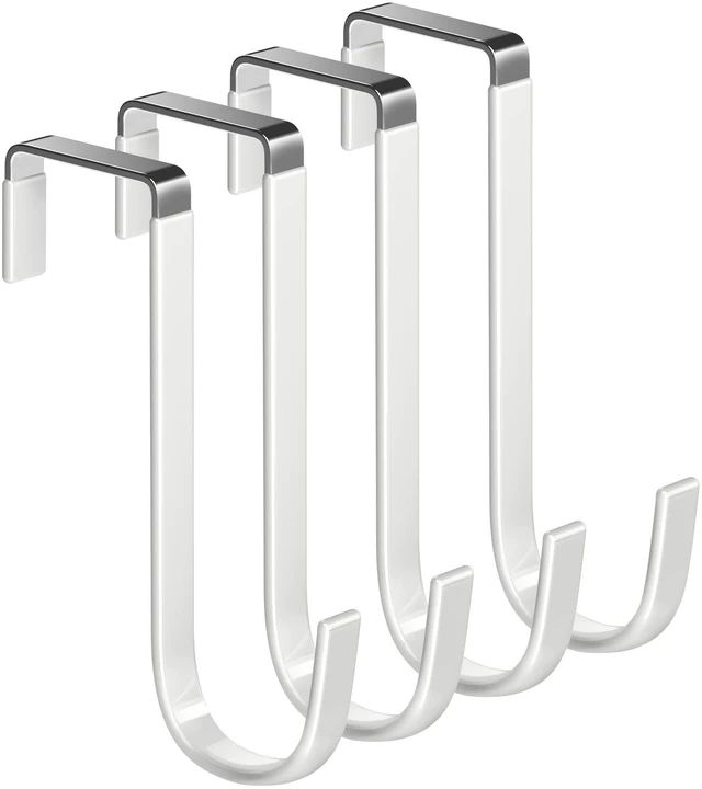 Main image of Mars-Rock Single Over Door Steel Hooks 4 Pack Fit 1-3/8" Door 5.5" White