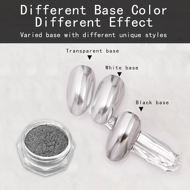 Alt view image 5 of 5 - Metallic Mirror Silver Chrome Nail Powder for Christmas DIY Nail Art