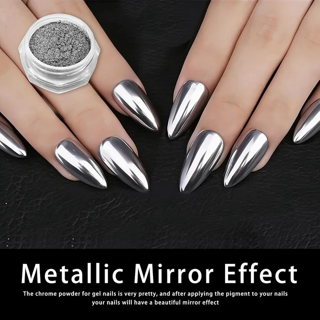 Alt view image 2 of 5 - Metallic Mirror Silver Chrome Nail Powder for Christmas DIY Nail Art
