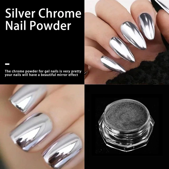Alt view image 4 of 5 - Metallic Mirror Silver Chrome Nail Powder for Christmas DIY Nail Art