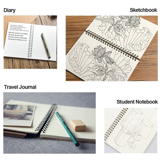 Alt view image 7 of 7 - DSTELIN Soft Cover Spiral Notebook Journal, Coofficer Blank Sketch Book Pad, Wirebound Memo Notepads Diary Notebook Planner with Unlined Paper, 100 Pages/ 50 Sheets, 7.5 "x 5.1" (Brown)