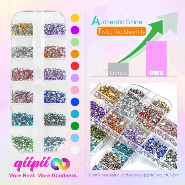 Alt view image 6 of 7 - qiipii 24 Color 2mm Small Crystal Resin Rhinestones for Bedazzling Crafting SS6 Tiny Flatback Stones Colorful Gems Diamonds Charms for Nails Eyes Face Makeup Tumblers Bottles DIY Crafts Clothes Shoes