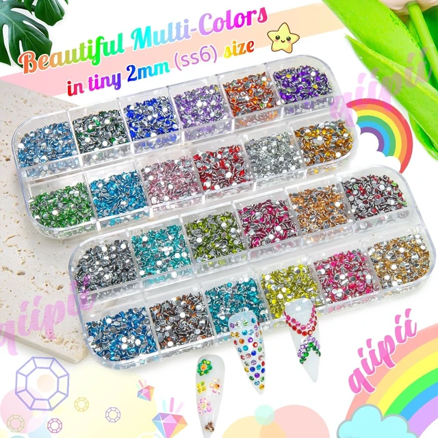 Alt view image 2 of 7 - qiipii 24 Color 2mm Small Crystal Resin Rhinestones for Bedazzling Crafting SS6 Tiny Flatback Stones Colorful Gems Diamonds Charms for Nails Eyes Face Makeup Tumblers Bottles DIY Crafts Clothes Shoes