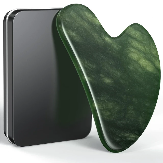Main image of Gua Sha Facial Tools, Natural Jade Stone Guasha Tool for Face Acupuncture Therapy Trigger Point Treatment, Gua Sha Scraping Massage Tool (Green)