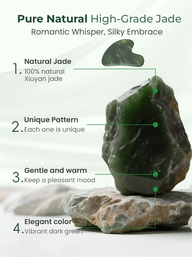 Alt view image 3 of 6 - Gua Sha Facial Tools, Natural Jade Stone Guasha Tool for Face Acupuncture Therapy Trigger Point Treatment, Gua Sha Scraping Massage Tool (Green)