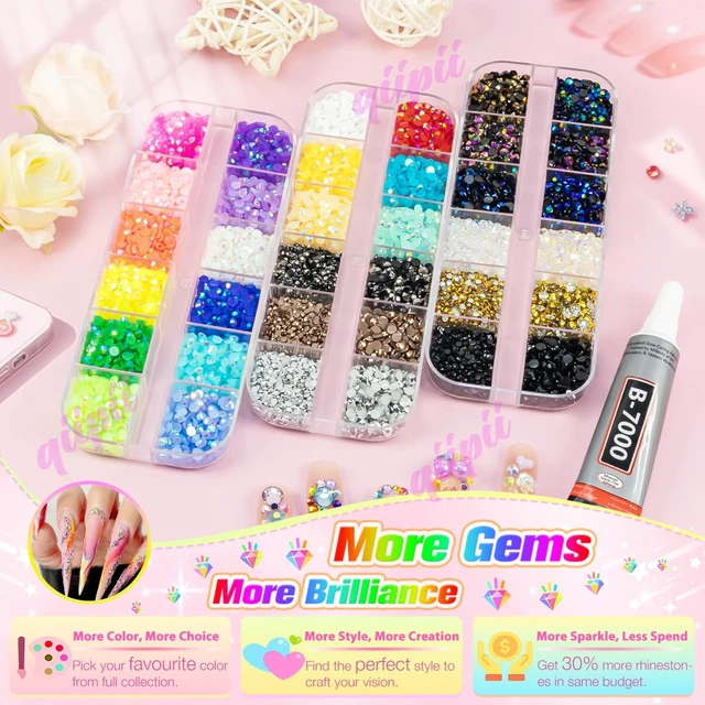 Alt view image 4 of 7 - qiipii 30 Colors Colorful Jelly Resin Rhinestones Bulk 2mm 3mm Flatback Stones Rainbow Colorful Non-Hotfix AB Gems Diamonds Charms for Nails Eyes Face Makeup Crafting Tumblers DIY Crafts Shoes Clothes