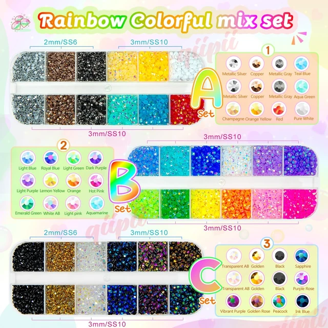 Alt view image 6 of 7 - qiipii 30 Colors Colorful Jelly Resin Rhinestones Bulk 2mm 3mm Flatback Stones Rainbow Colorful Non-Hotfix AB Gems Diamonds Charms for Nails Eyes Face Makeup Crafting Tumblers DIY Crafts Shoes Clothes