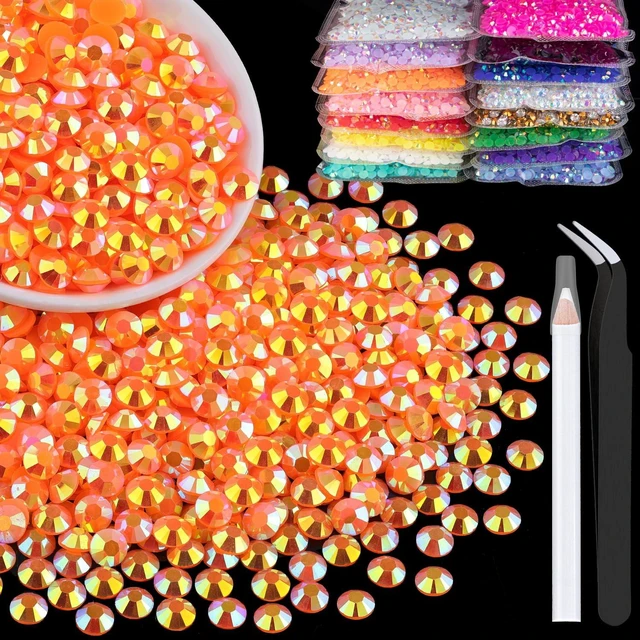 Main image of 5000pcs 3mm Resin Rhinestones Bulk, Orange AB Flatback Round Jelly Rhinestones Bedazzling Non Hotfix Crystal Gems Large Quantity Wholesale for DIY Crafts Clothes Bottles Tumblers Face Makeup Manicure