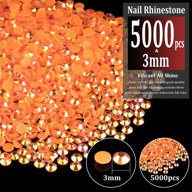 Alt view image 7 of 7 - 5000pcs 3mm Resin Rhinestones Bulk, Orange AB Flatback Round Jelly Rhinestones Bedazzling Non Hotfix Crystal Gems Large Quantity Wholesale for DIY Crafts Clothes Bottles Tumblers Face Makeup Manicure