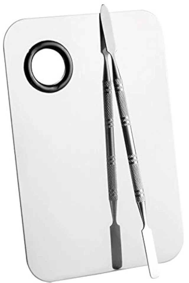 Main image of Sinen Professional Stainless Steel Makeup Palette Cosmetic Palette with Spatula Tool For Nail Art Eye Shadow Eyelash Makeup Professional Pigment Blending(6 x 4 Inch Sliver)