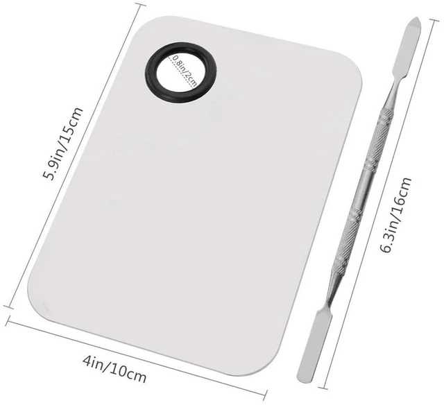 Alt view image 2 of 3 - Sinen Professional Stainless Steel Makeup Palette Cosmetic Palette with Spatula Tool For Nail Art Eye Shadow Eyelash Makeup Professional Pigment Blending(6 x 4 Inch Sliver)