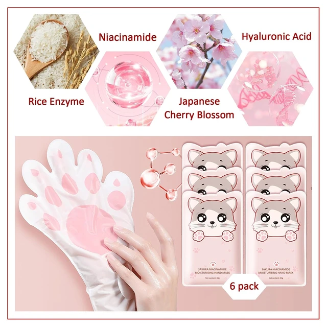 Alt view image 4 of 7 - Hand Masks Moisturizing Gloves,6 Pairs Hydrating Hand Peel Masks Gift Set for Dry Cracked Hands Care,Long-lasting and Non-greasy Hand Moisturizer Gloves for Women A