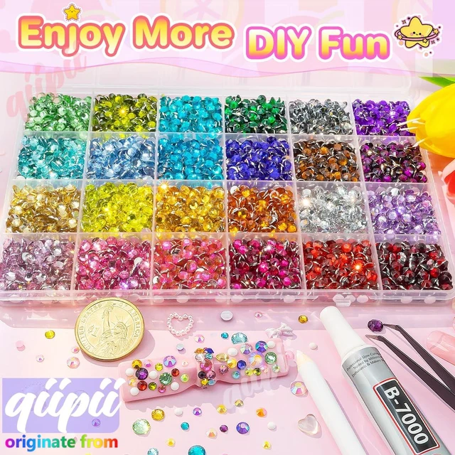 Alt view image 5 of 7 - qiipii 24 Color 5mm Crystal Resin Rhinestones for Bedazzling Crafting SS20 Flatback Stones Colorful Gems Diamonds Charms for Nails Eyes Face Makeup Tumblers Bottles DIY Crafts Clothes Shoes Phones