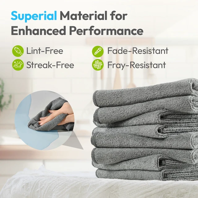 Alt view image 2 of 6 - Microfiber Cleaning Cloth, Gray, 12 Pack, 12" x 12"