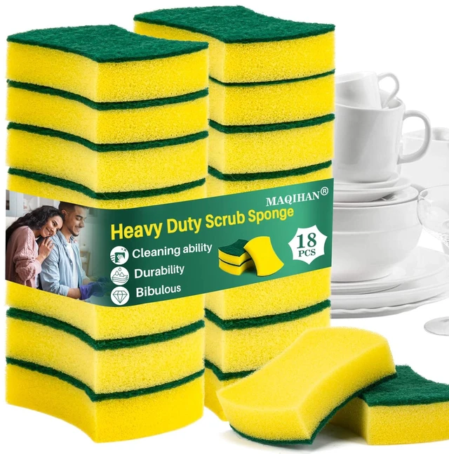 Main image of MAQIHAN 18PCS Kitchen Sponges - Heavy Duty Scrub Sponge for Dishes Pots