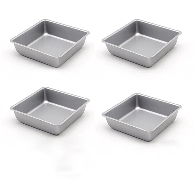 Main image of Flunyina 4 Inches Non-Stick Square Cake Pans Set of 4 Carbon Steel Cake Molds for Home Daily Housewarming Wedding Birthday Party Brownie Making