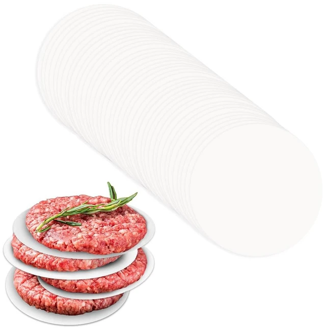 Main image of 100 Pcs Burger Patty Paper Hamburger Parchment Papers 4 Inch Non-Stick Round Hamburger Patty Paper Sheets for Burger Press Baking Non Stick Paper Rounds Set for Patty Separating Food Freezing (White)