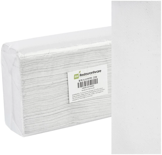 Main image of Restaurantware Multifold Paper Towels 250 Pack of 9.5 x 9.25 Inch Absorbent Hand Drying Towels Spill Cleaning Disposable White