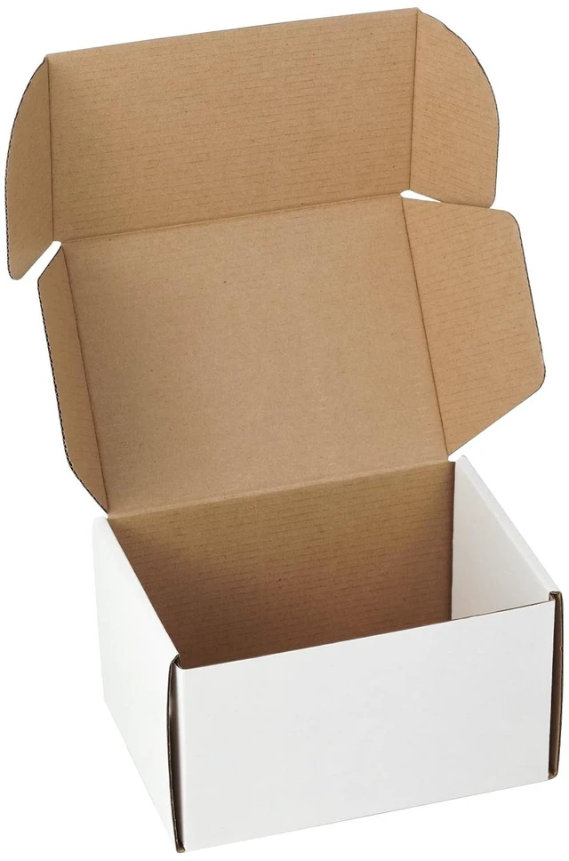 Main image of 7"x5"x4" Shipping Boxes Set of 2, White Corrugated Cardboard Box Literature Mailer