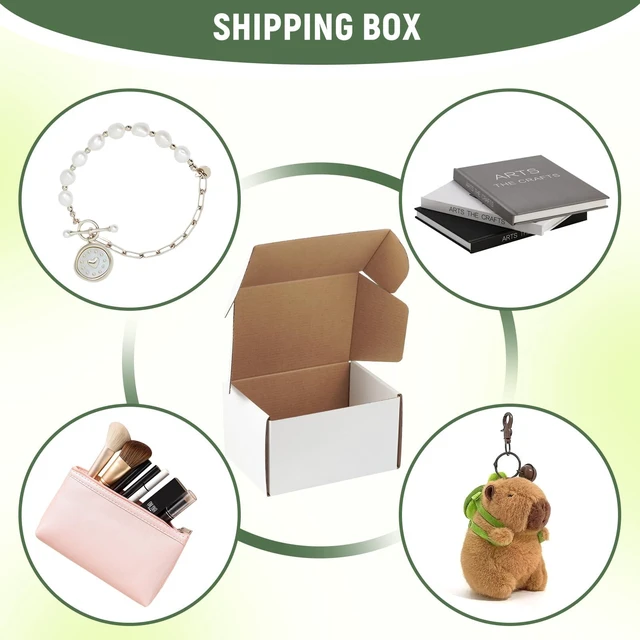 Alt view image 4 of 7 - 7"x5"x4" Shipping Boxes Set of 2, White Corrugated Cardboard Box Literature Mailer